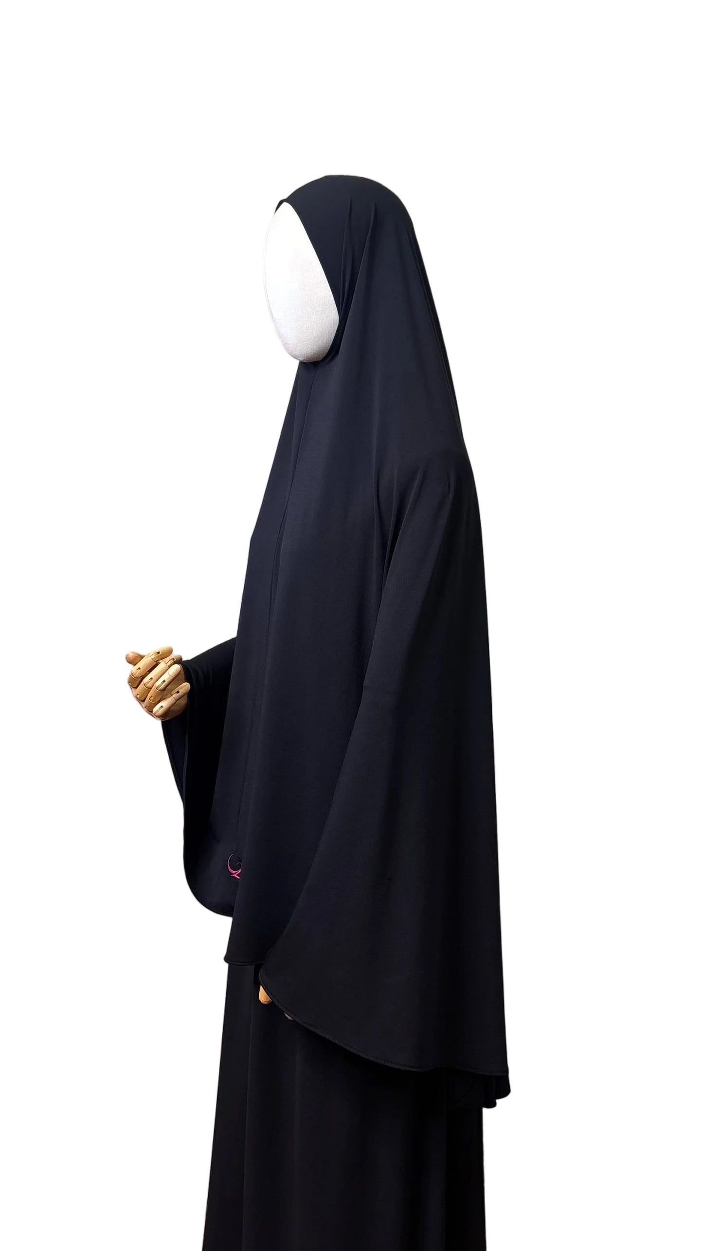  Premium Lycra Khimar and Skirt Set - Onyx Black