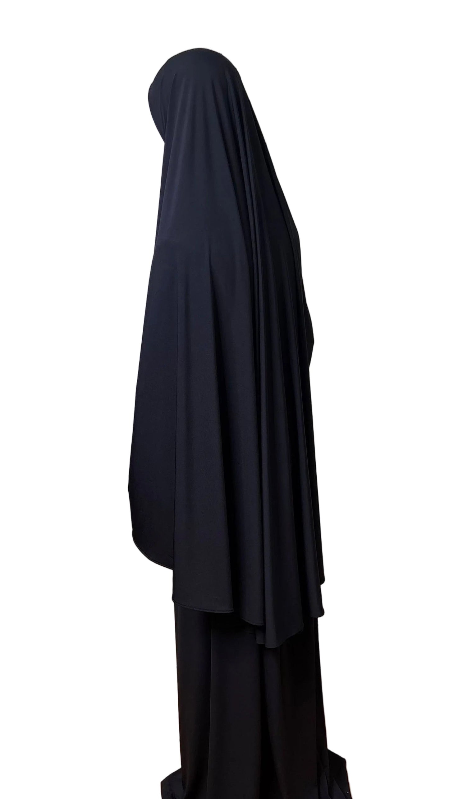  Premium Lycra Khimar and Skirt Set - Onyx Black
